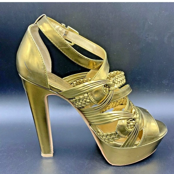 Jessica Simpson Gold Metallic Platform Sandal Heel - Picture 9 of 12